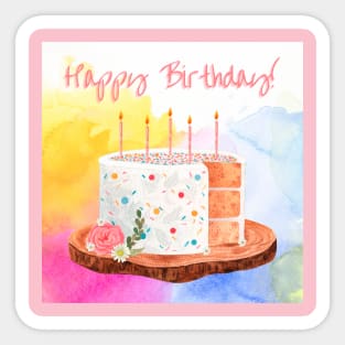 Watercolor Birthday Cake! Sticker